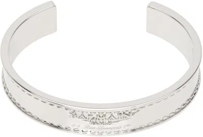 Balmain Silver Signature Tubular Brass Bracelet In 9ka Argent