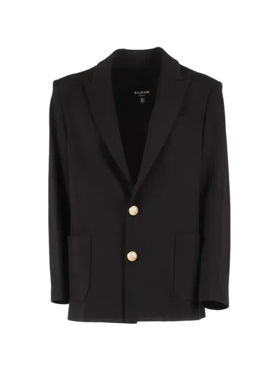 Balmain Single-breasted Blazer In Black