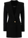 Balmain Grain De Poudre Tailored Dress In Black