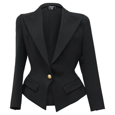 Balmain Single-breasted Blazer In Black Cotton