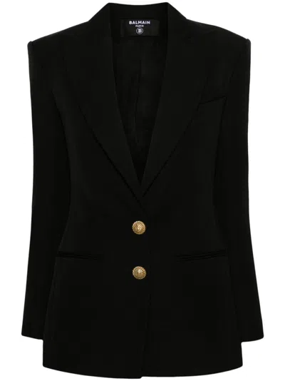 Balmain Single-breasted Jacket In Black