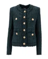Balmain Single-breasted Tweed Jacket In Black