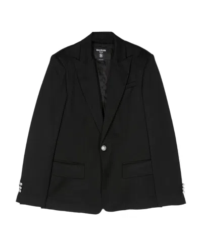 Balmain Single-breasted Virgin-wool Blazer In Black
