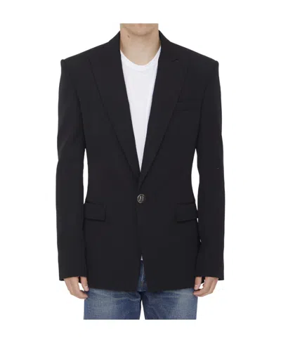 Balmain Single-breasted Wool Blazer In Black