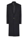 Balmain Single-breasted Wool Coat In Blue