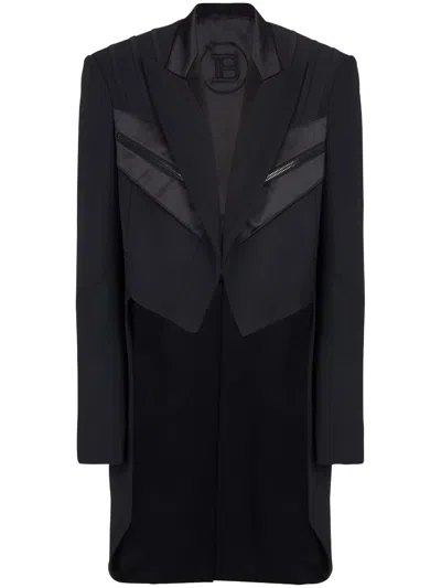 Balmain Single-breasted Wool Tailcoat In Schwarz