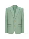 Balmain Single-breasted Peak-lapel Blazer In Green
