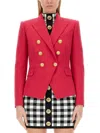 Balmain Wool Double-breasted Blazer In Red