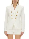 Balmain Double-breasted Six-button Jacket In White