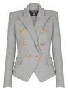 Balmain Six-button Padded-shoulder Jacket In Gray