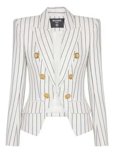 Balmain Double-breasted Striped Blazer In Multi
