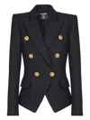 Balmain Six-button Tweed Blazer In Black