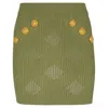 Balmain Green Openwork Knit Skirt In Green