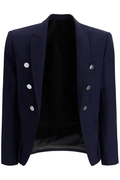Balmain Six-button Wool Jacket In Blue