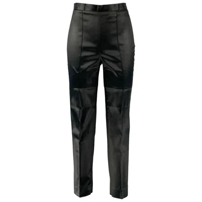 Pre-owned Balmain Size 4 Black Acetate Blend Solid Casual Pants