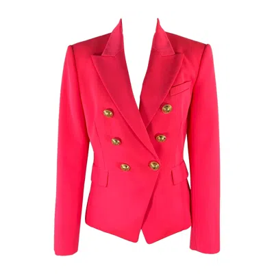 Pre-owned Balmain Size M Pink Neon Wool Double Breasted Coat