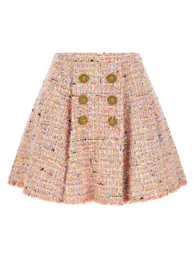 Balmain Skater Skirt In Pink