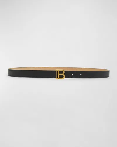 Balmain Skinny Leather B-belt In Black