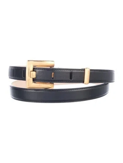 Pre-owned Balmain Skinny Leather Belt In Black