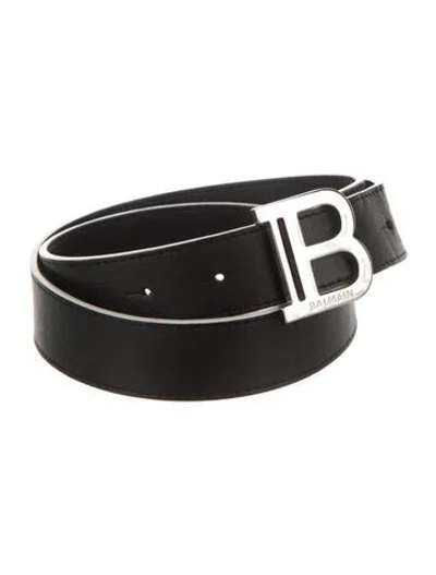 Pre-owned Balmain Skinny Leather Belt In Black