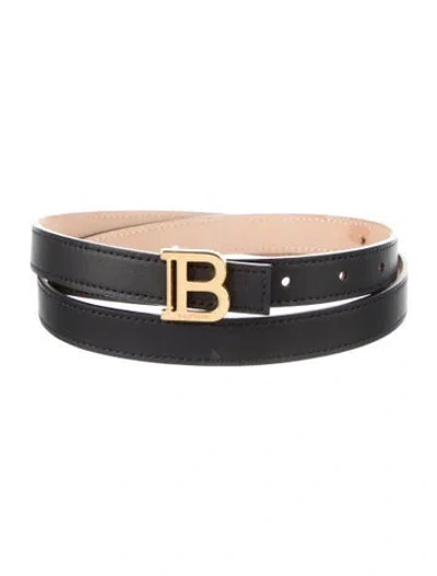 Pre-owned Balmain Skinny Leather Waist Belt In Black
