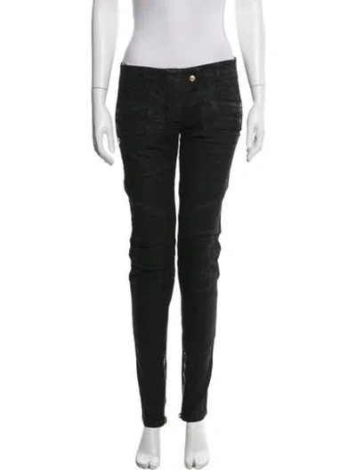 Pre-owned Balmain Skinny Leg Pants In Black/blue
