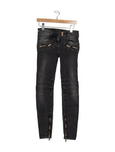 Pre-owned Balmain Skinny Leg Pants In Grey