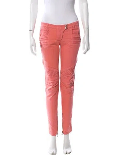 Pre-owned Balmain Skinny Leg Pants In Pink