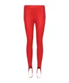 Balmain Quilted Leather Stirrup Leggings In Red