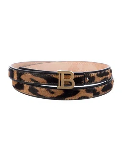 Pre-owned Balmain Skinny Ponyhair Belt In Multi