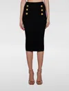 Balmain Decorative-buttons Ribbed Pencil Skirt In 黑色