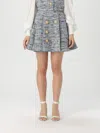 Balmain Space-dyed Cotton-blend Miniskirt In Blue
