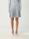 Balmain Textured Knit Flared Skirt In Blue