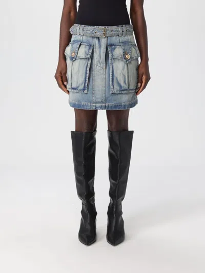 BALMAIN SKIRT BALMAIN WOMAN COLOR BLUE,H38722009