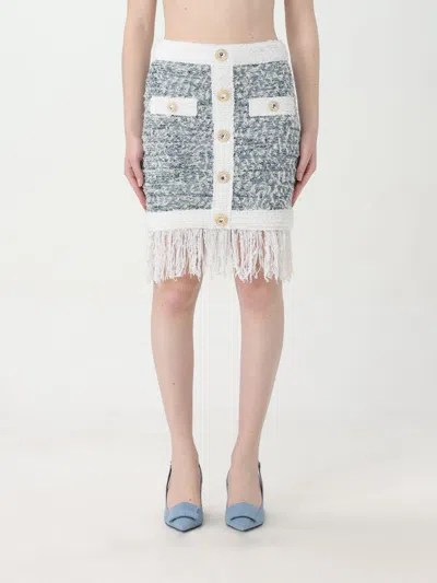 BALMAIN SKIRT BALMAIN WOMAN COLOR GNAWED BLUE,F29262011