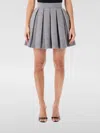 Balmain Grey Pleated Cotton Jersey Mini Skirt In Gray