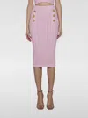 Balmain Viscose Knit Midi Skirt In 粉色