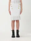 Balmain Fringed Metallic Mini Skirt In White