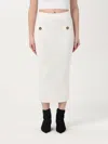 Balmain 2-button Pointelle Knit Midi Skirt In White