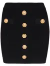 Balmain High-waisted Skirt With Front Pockets And Gold Button Detailing In Black