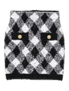 Balmain Checkered High Waist Metallic Mini Skirt In Black