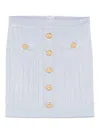 Balmain 2-pockets Button-front Rib Mini Skirt In Blue