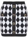 Balmain Diamond-intarsia Knitted Miniskirt In Black