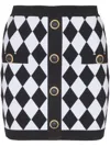 Balmain Diamond Skirt With Pockets And Gold Buttons In Multi