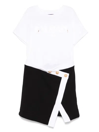 Balmain Kids' Skirt-panel Dress In White