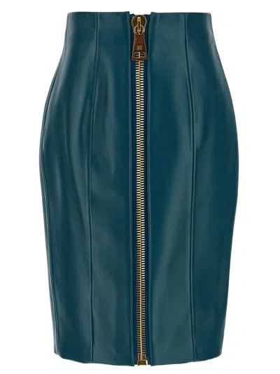 Balmain Skirt In Petrol Blue