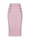 Balmain Viscose Knit Midi Skirt In Rose