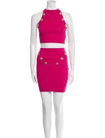 Pre-owned Balmain Skirt Set In Pink
