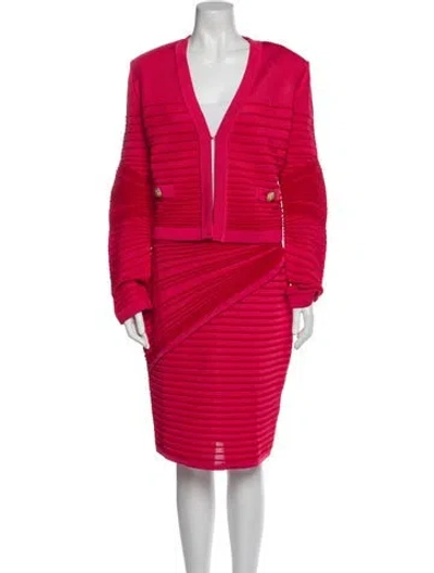Pre-owned Balmain Skirt Set W/ Tags In Red