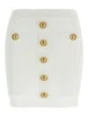 Balmain Knit Mini Skirt With Embossed Buttons Women In White